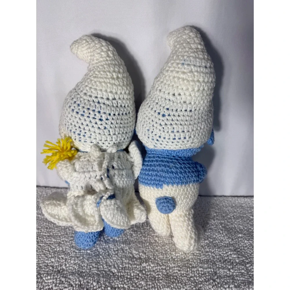 Vintage Crochet Smurf and Smurfette Handmade‎ Blue White Smurf 15